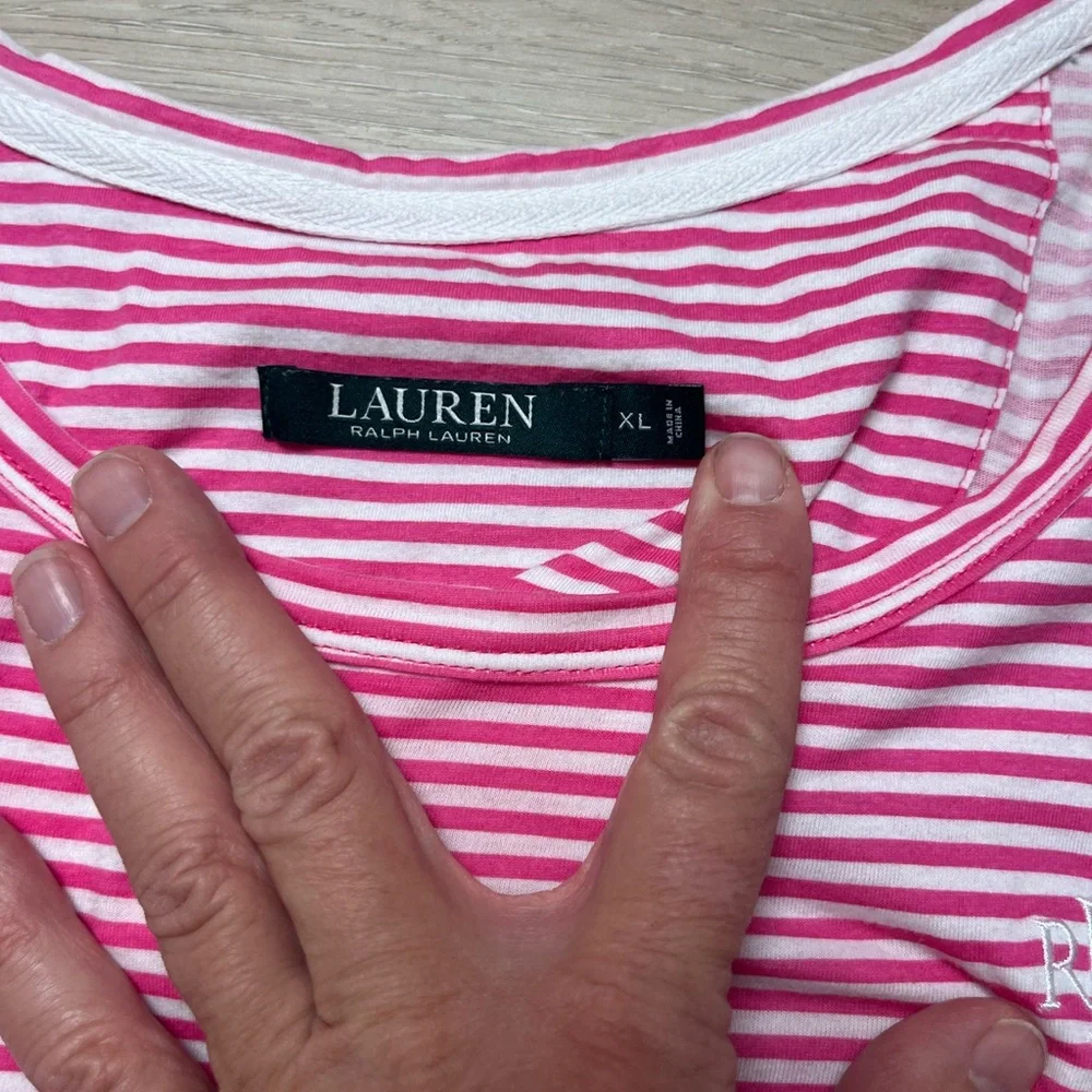 Lauren Ralph Lauren Pink Striped Women's Pajama Set xl - Picture 2 of 10